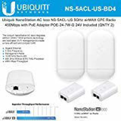 Picture of NanoStation AC loco NS-5ACL-US Loco5ac 5GHz 802.11ac airMAX CPE Radio 450Mbps Wireless Access Point (2-Pack) with PoE POE-24-7W-G Included (2-Pack)