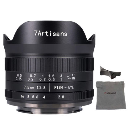 Picture of 7artisans 7.5mm F2.8 II Fisheye Lens APS-C 190° Ultra Wide Angle Manual Focus Fixed Lens, Compatible with Sony E-Mount A7, A7II, A7R, A7RII, A6500, A6300, A6000, A5000 Black