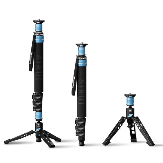 Picture of SIRUI P-424FS Carbon Fiber Monopod, 63" Professional Monopod for Cameras, Lightweight Monopod with Feet, 4-Section, 360° Panorama, Modular 3 in 1, Quick Release Plate, Max Load 12kg/26lbs