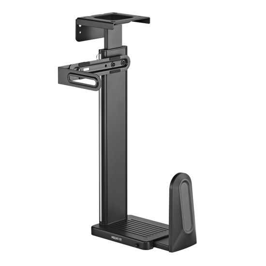 Picture of Mount-It! CPU Under Desk Mount Bracket, Height Adjustable Heavy Duty Computer Tower Wall Mount, 44 lbs Weight Capacity, Adjustable Width Computer Case Holder Installation Under Desk or On Wall, Black