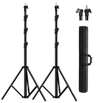 Picture of 2Pack 118" /3m Heavy Duty Light Stands Spring Cushioned Tripod Stands Max Load Bearing: 10KG / 22LB Portable with Carry Bag for Photography Shooting Photo Video Studio