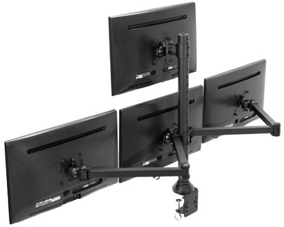 Picture of VIVO Steel Quad LED LCD Computer Monitor Heavy Duty Desk Mount, 3 Plus 1 Fully Adjustable Stand, Holds 4 Screens up to 32 inches, STAND-V104A