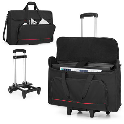 Picture of Trunab Rolling Monitor Carry Case for 24 Inch Monitors with Detachable Trolley, Padded Monitor Bag Hold Up to 2 LCD Screens/TVs and Accessories, Black Patented Design