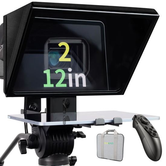 Picture of ILOKNZI i2/12-inch All-Metal Lift-up teleprompter | Fits 12.9-inch Tablets with 9-inch Width | with Premium Tempered Optical Glass | Supports Webcam Wide-Angle Camera Lenses Studio Production Video