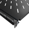 Picture of 4-Post Sliding Server Shelf, Cold Rolled Steel, Black, Venting, Adjustable, 450mm Depth, 8.1 lbs, Rack Mount, 1U(1RU)