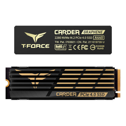 Picture of TEAMGROUP T-FORCE A440 Aluminum Heatsink 2TB DRAM SLC Cache 3D NAND TLC NVMe PCIe Gen4x4 M.2 2280 Internal SSD R/W 7000/6900 MB/s TM8FPZ002T0C327