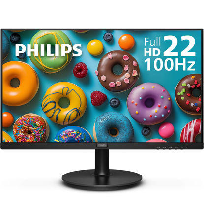 Picture of PHILIPS 22 inch Class Thin Full HD (1920 x 1080) Monitor, 100Hz Refresh Rate, VESA, HDMI x1, VGA x1, LowBlue Mode, Adaptive Sync, 4 Year Advance Replacement Warranty, 221V8LB