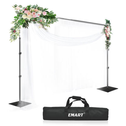 Picture of EMART Heavy Duty Backdrop Stand 10x10ft(HxW) Adjustable Background Support System Kit with Steel Base for Photography, Photo Backdrop Stand for Parties Birthday Video Studio - Black