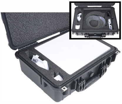 Picture of Waterproof Hard Case fits Starlink Mini Dish Kit -Precision Cut Foam For Starlink Mini, Kickstand, Pipe Adapter, Power Supply, Cables, Ethernet Cables & More in Dual Level Closed Cell Durable Foam