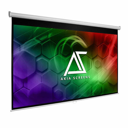 Picture of Akia Screens 100 inch Projector Screen Pull Down Manual B 4:3 or 92" 16:9, 95" 16:10 8K 4K HD 3D Ceiling Wall Mount White Portable Projection Screen for Indoor Movie Home Theater Office AK-M100V1