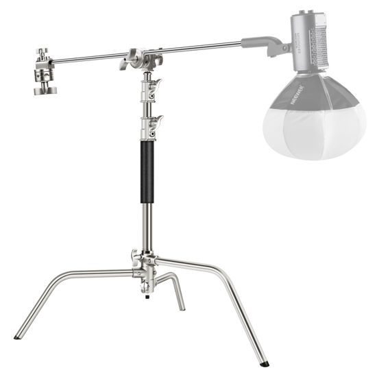 Picture of NEEWER Pro 100% Stainless Steel Heavy Duty C Stand with Boom Arm, Max Height 68"/172cm Photography Light Stand with 2.7ft/83cm Holding Arm, 2 Grip Head for Studio Monolight, Softbox, Reflector, SC172