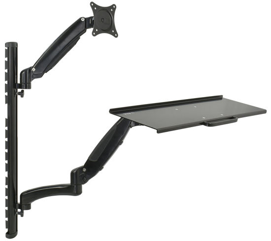 Picture of VIVO Black Sit-Stand Wall Mount Counterbalance Height Adjustable Monitor and Keyboard Workstation for Screens up to 27 inches STAND-SIT1K…