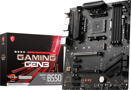 Picture of MSI B550 Gaming GEN3 Gaming Motherboard (AMD Ryzen 5000 Series, AM4, DDR4, PCIe 3.0, SATA 6Gb/s, M.2, USB 3.2 Gen 1, HDMI/DVI-Port, ATX)