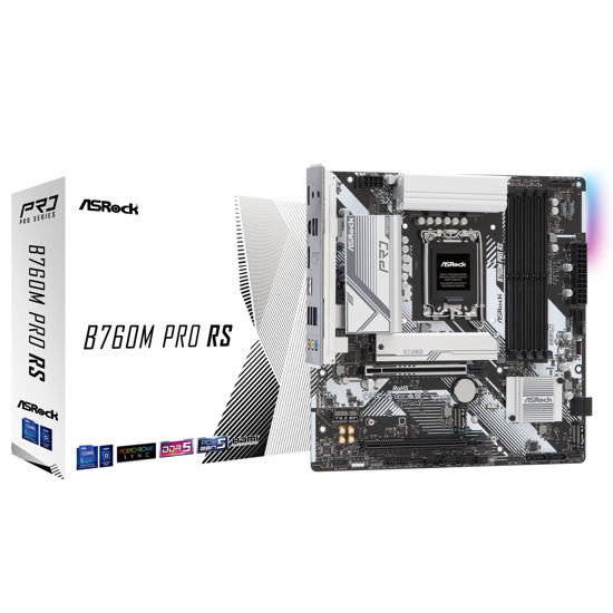 Picture of ASRock B760M Pro RS Motherboard DDR5 7200MHz HDMI DisplayPort eDP PCIe Gen5 (Graphics) 14th 13th 12th Gen Intel Core Processors LGA1700 192GB