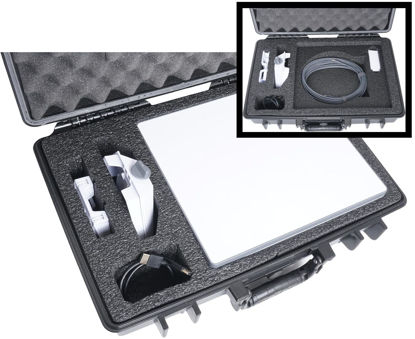 Picture of Compact Waterproof Hard Case fits Starlink Mini Dish Kit - Precision Cut Foam For Starlink Mini, Kickstand, Pipe Adapter, Power Supply, Cables & More in Dual Level Closed Cell Durable Foam