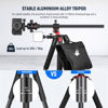 Picture of NEEWER 79 inch Camera Tripod Monopod with Center Column and Ball Head Aluminum, Arca Type QR Plate, Bag, Horizontal Tripod Overhead Camera Mount for DSLR Camera, Video Camcorder, Max Load: 33lb