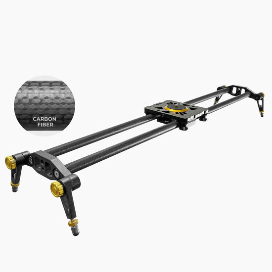 Picture of LimoStudio (Upgraded) 39.4 in Carbon Fiber Camera Slider, 100cm Dolly Track Rail, Smooth Bearing Stabilizer, Height Adjustable, Spirit Level, AGG1981