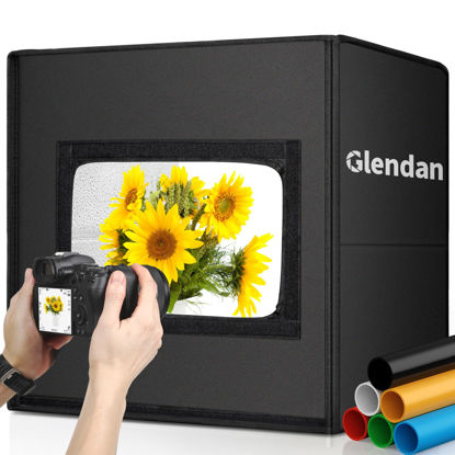 Picture of Glendan Light Box Photography, Portable Photo Studio Light Box, 16" x 16" Professional Dimmable Shooting Tent Kit with 216 LED Table Top Light & 6 Backdrops Photo Box for Product Photography