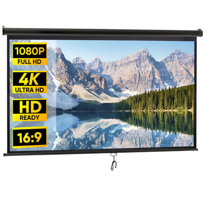 Picture of ZENY Outdoor Projector Screen Pull Down 100 Inch 16:9 HD Projection Screen Folding Home Theater Portable Indoor Outdoor Movie Screen