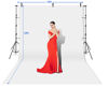 Picture of SLOW DOLPHIN Photo Video Studio 10 x12ft 100% Cotton White Muslin Backdrop with 10 x 10ft Stand Photography Background Support System Kit Clamp, Clips,Carry Bag