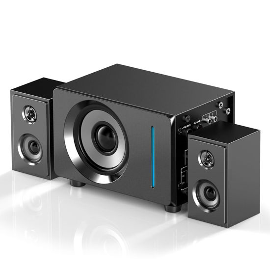 Picture of Elimavi MM1208 2.1 Multimedia Speaker System with 5.5 inches Subwoofer, Support 3.5mm Input, Wood Enclosure, 60W, Black