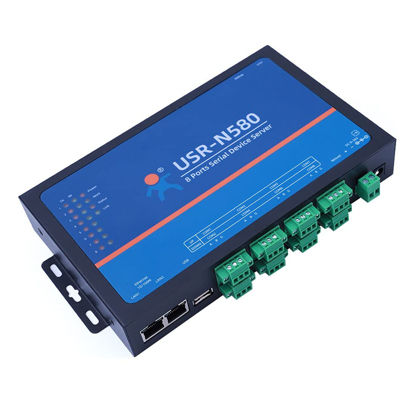 Picture of USR-N580 8 Ports RS485 Serial Device Server Converter Ethernet to RS485 Support Modbus RTU to Modbus TCP RS485 Communication Indicator Lights (TX/RX) with Two Ethernet Port