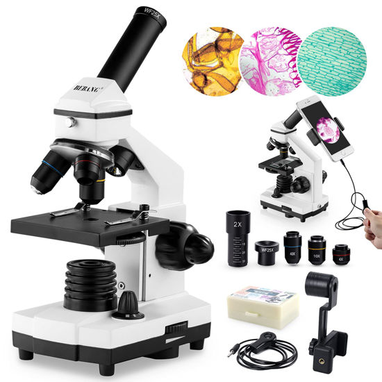 Picture of Microscope for Adults Kids, 100X-2000X BEBANG Compound Microscope with Microscope Slides, Microscope Kit for Kids Students Home School Lab