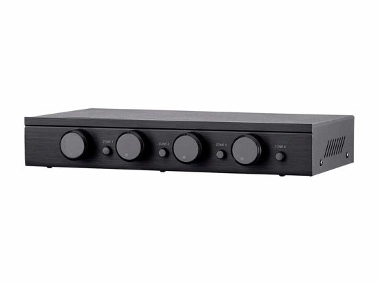 Picture of Monoprice SSVC-4.1 Single Input 4-Channel Speaker Selector with Volume Control, Impedance Protection, Individual Zone On/Off Buttons, Black, Model Number: 138159