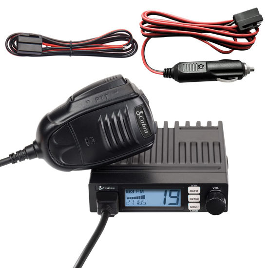 Picture of Cobra 19 MINI AM/FM Recreational CB Radio - Dual-Mode AM/FM, 40 Channels, Travel Essentials, Time Out Timer, VOX, Auto Squelch, Auto Power, Instant Channel 9/19, 4-Watt Output, Easy to Operate, Black