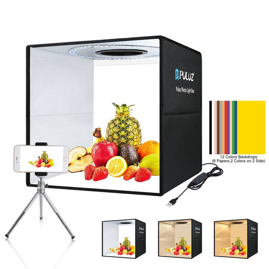 Picture of Photo Light Box 16"x16" 3s Quick Install Portable Studio Kit with Soft Light Cloth Professional Photography Equipment Adjustable White Light, Soft Light, Warm Light(16x16 Inch)