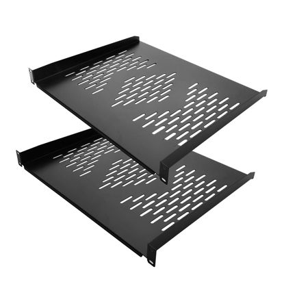 Picture of RIVECO 2 PCS 1U Server Rack Shelf 19” Rack-Mount Trays 16 Inches Vented Cantilevers for Server & Network Equipment Mounting, (40 CM) Depth, Black