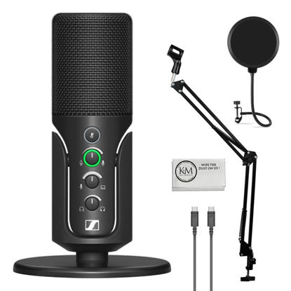 Picture of Sennheiser Profile USB Condenser Microphone with Desktop Stand Bundled with Microphone Boom Arm + Wind Screen Pop Filter + Microfiber Cleaning Cloth (4 Items)