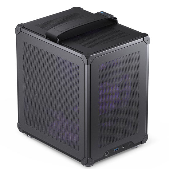 Picture of JONSBO C6 Handle Black Mini MATX Mesh Case,Simple Compact Desktop Micro ATX Chassis,Upper Cover/Side Panel Tool-Free Open pc case, ATX Power Bite (L185mm Max.),Support 75mm CPU Cooler,GPU200-255mm