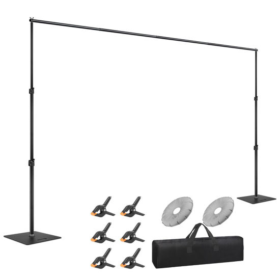 Picture of Backdrop Stand 10x7ft, Sdfghj Heavy Duty Photography Back Drop Adjustable Stand Background Stand Support Kit with Steel Base for Parties Birthday Wedding/Photobooth/Decoration/Photoshoot/Curtain