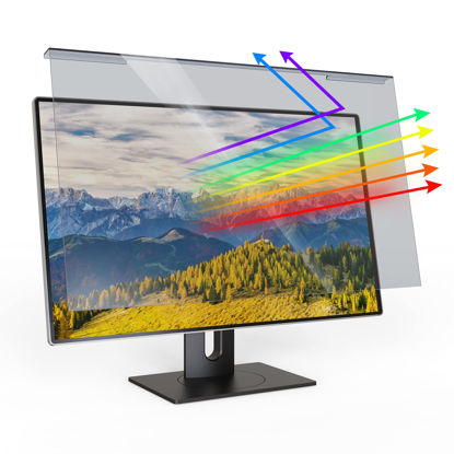 Picture of 27 Inch Diagonal Monitor Blue Light Screen Protector(W24.1" × H14",16:9), Blocks Harmful Blue Light and Anti-UV, Bubble Free Computer Screen Blue Light Blocker, Widescreen Monitor Frame Hanging Type