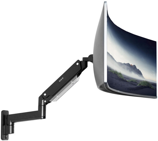 Picture of VIVO Premium Aluminum Heavy Duty Monitor Arm for Ultrawide Screens up to 49 inches and 44 lbs, Single Wall Mount, Pneumatic Height, Max VESA 100x100, Black, MOUNT-V101G1