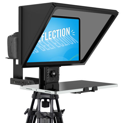 Picture of 12 in Liftable Teleprompter W/Adjustable Tempered Optical Glass - Made of Full Metal Supports DSLR, DV Camcorder Shooting