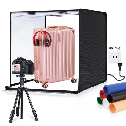 Picture of PULUZ Light Box Photography, 24x24 inch Large Photo Light Box with 120 LED Beads, CRI >95, Professional Portable Photo Booth Shooting Tent Kit with 6 Color Backdrops for Product Photography