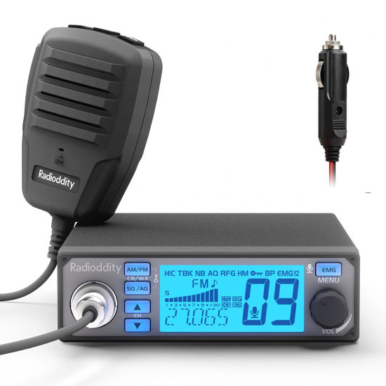 Picture of Radioddity CB-500 CB Radio Mobile Transceiver with Noise Reduction, AM FM, 4W Power Output, Instant Emergency Channel 9/19, Support PA System, and 7 Color Backlit Display, for Truckers