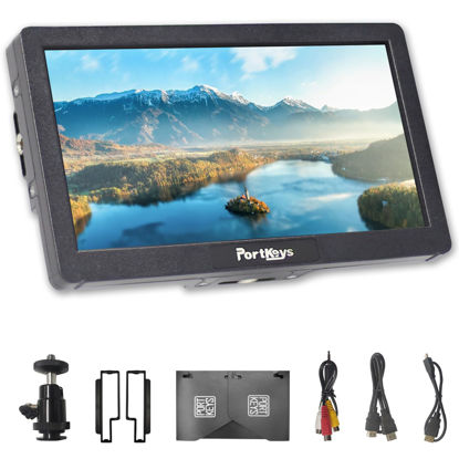 Picture of Portkeys HD7H Camera Field Monitor 7'' 1000nit High Brightness Camera Monitor with Top Shortcut Keys Suitable for Most DSLR Mount Holder for NP-F 970/750/550 Battery