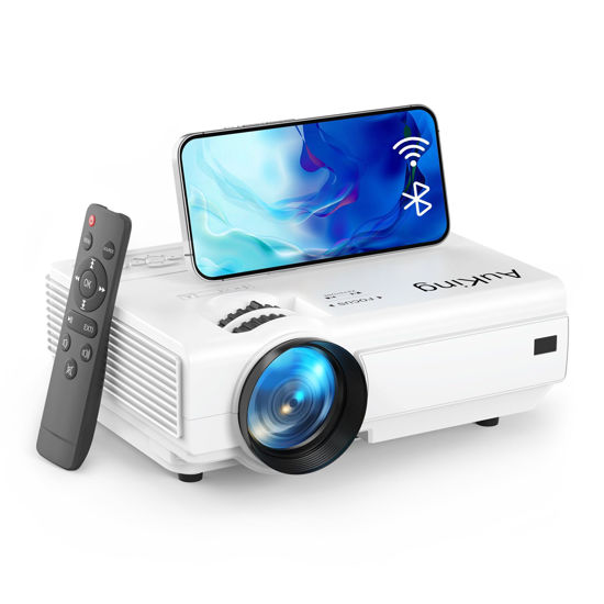 Picture of AuKing Projector with WiFi and Bluetooth, 2024 Upgraded Mini Projector, Full HD 1080P Home Theater Video Projector, Compatible with HDMI/USB/VGA/AV/Smartphone/TV Box/Laptop