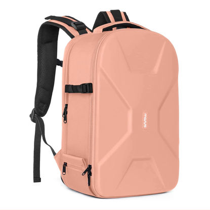 Picture of MOSISO Camera Backpack, DSLR/SLR/Mirrorless Photography Camera Bag 15-16 inch Waterproof Hardshell Case with Tripod Holder&Laptop Compartment Compatible with Canon/Nikon/Sony, Salmon Pink