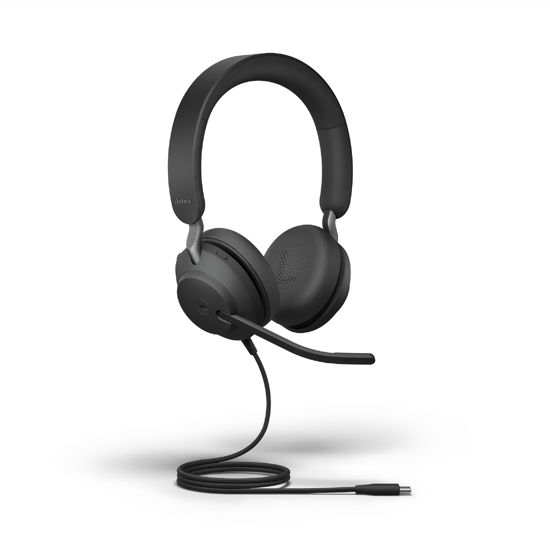 Picture of Jabra Evolve2 40 SE Wired Stereo Noise-Cancelling Headset - Features 3-Microphone Call Technology and USB-C Cable - MS Teams Certified, Works with All Other Platforms - Black