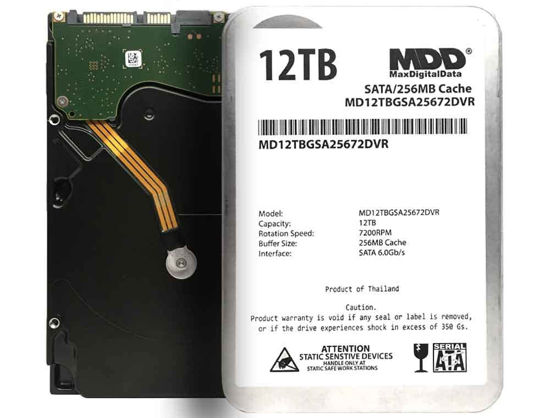 Picture of MDD 12TB 7200 RPM 256MB Cache SATA 6.0Gb/s 3.5inch Internal Hard Drive for Surveillance Storage (MD12TGSA25672DVR) - 3 Years Warranty