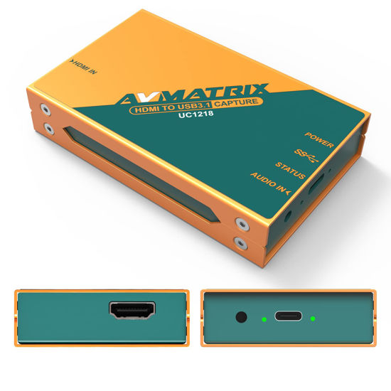 Picture of AVMATRIX UC1218 Video Capture Card with HDMI 2.0 to USB 3.0-C for Live Streaming in 1080P60 for Online Conference Church Live Stream Online Teaching on OBS Vmix YouTube Zoom Teams Twitch PC/Mac