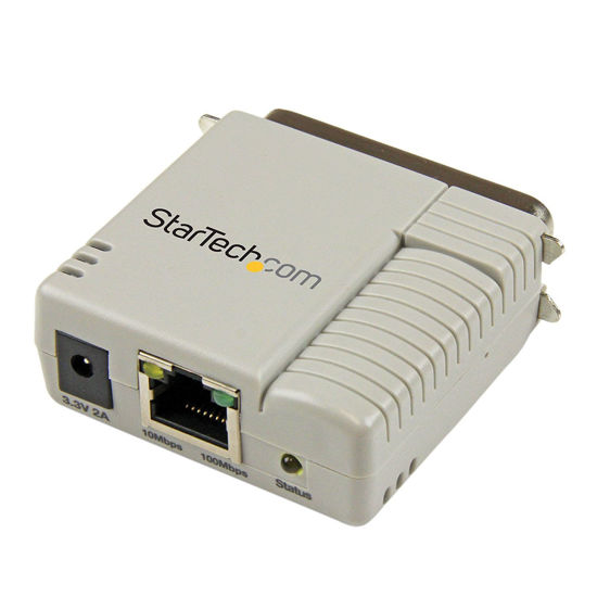 Picture of StarTech.com 1 Port 10/100 Mbps Ethernet Parallel Network Print Server - Print server - parallel