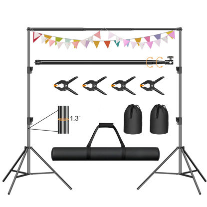 Picture of Heavy Duty Backdrop Stand 10 x 10 ft for Party Photo - Rotatable Crossbar, FOTOUMGL Background Support System for Photography, Photo Video Studio, Display, Festival Decoration, Movie Nights, Wedding