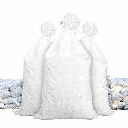 Picture of Sandbags for Flooding - Size: 18" x 30" - Color: White - Sand Bag - Flood Water Barrier - Water Curb - Tent Sandbags - Store Bags by Sandbaggy (100 Bags)