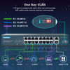 Picture of YuanLey 16 Port PoE Switch with 2 Gigabit Uplink, 16 PoE+ Port 10/100Mbps Network Switch, 802.3af/at Compliant, Durable Metal with 250W High Power, Unmanaged Plug and Play