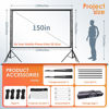 Picture of AAJK 150in Projector Screen and Stand,Portable 16:9 4K HD Indoor Outdoor Projection Screen with Wrinkle-Free Design, Ideal for Home Theater and Backyard Cinema - Includes Carry Bag